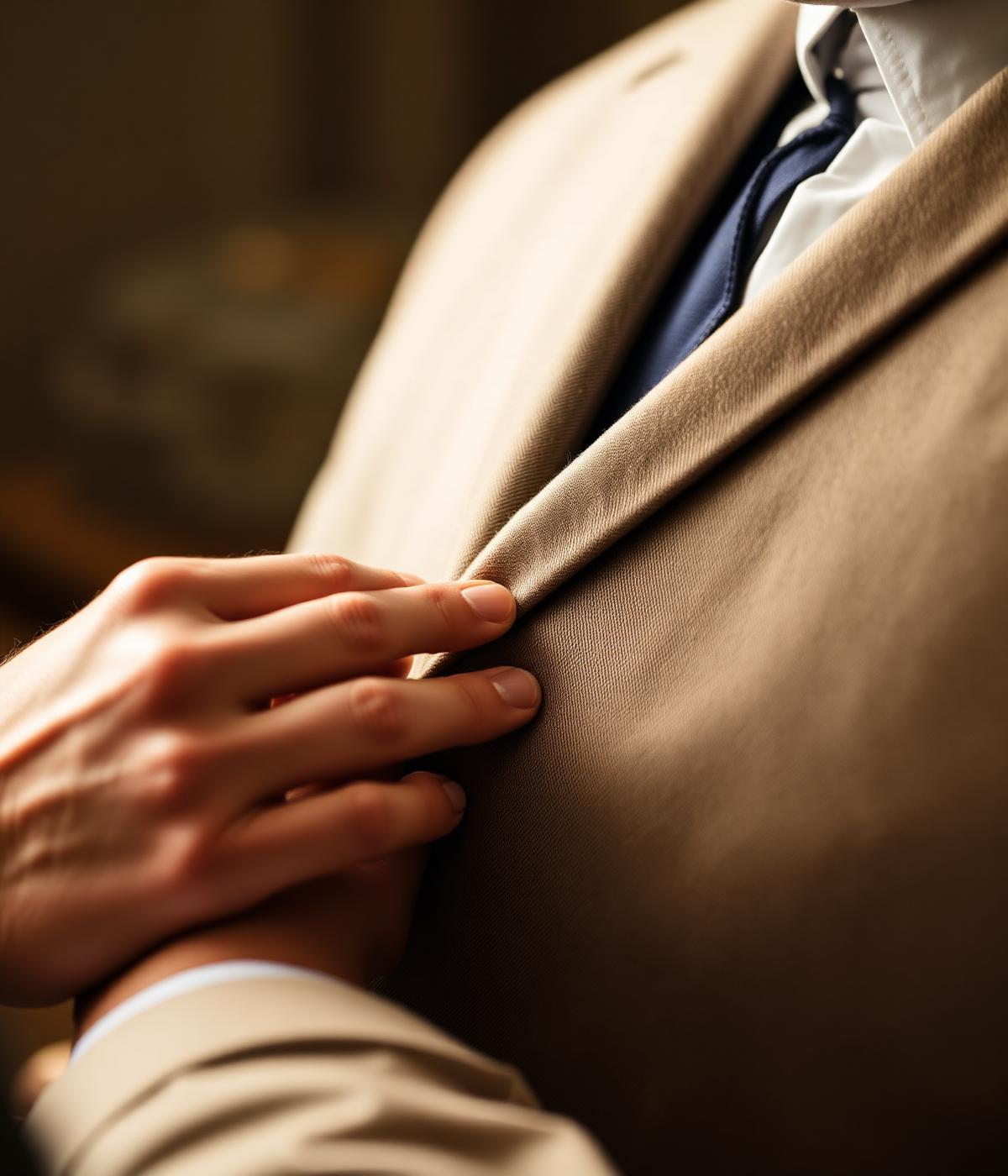 Tailor pinning a suit jacket for alteration